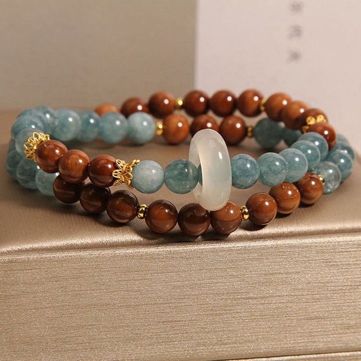 Buddha Stones Pulsera de Riqueza y Suerte con Semillas de Kuka y Jade