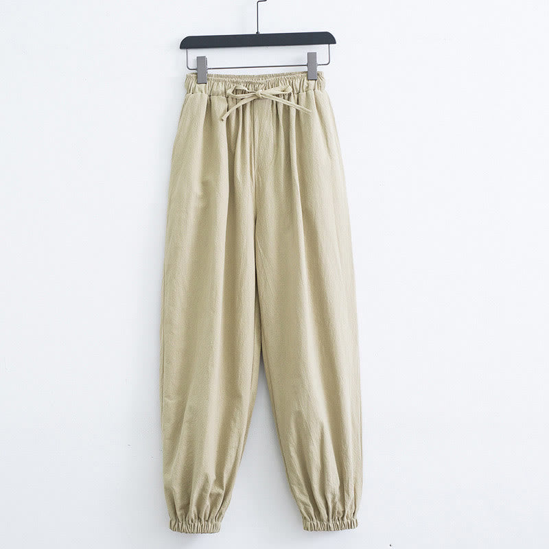 Buddha Stones Pantalones de Harem para Hombres de Algodón y Lino de Color Sólido con Bolsillos - Trigo - US/UK/AU44, EU54 (4XL) - image 8