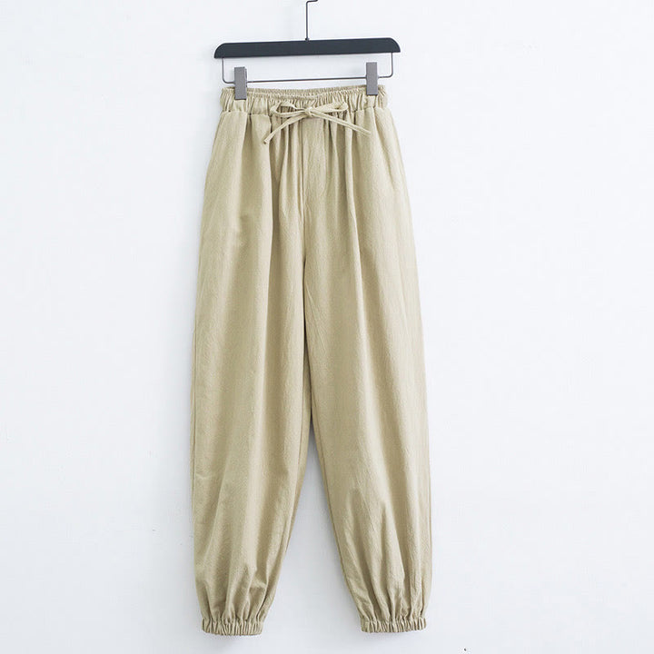 Buddha Stones Pantalones de Harem para Hombres de Algodón y Lino de Color Sólido con Bolsillos - Trigo - US/UK/AU44, EU54 (4XL) - image 8