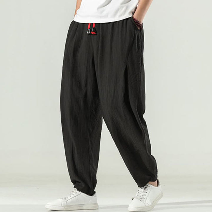 Pantalones harén de algodón Buddha Stones para hombre con cordón y bolsillos - image 20