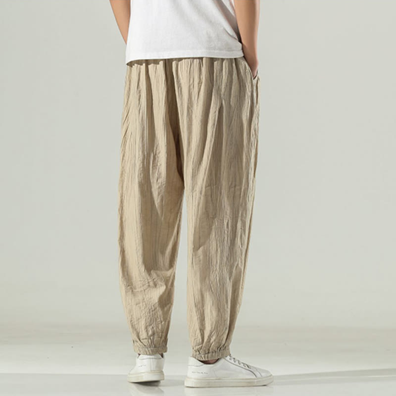 Pantalones harén de algodón Buddha Stones para hombre con cordón y bolsillos - image 3