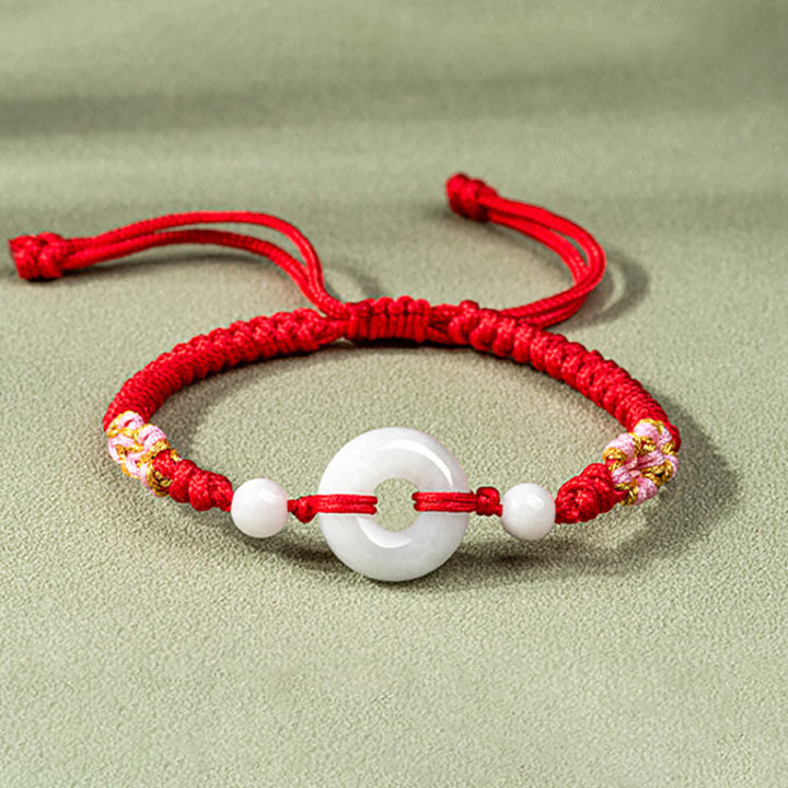 Pulsera de Cuerda Roja con Jade de la Suerte Abundancia de Buddha Stones