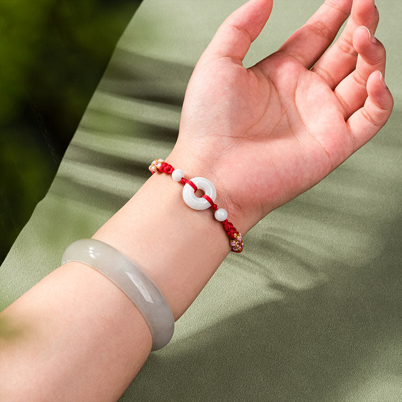 Pulsera de Cuerda Roja con Jade de la Suerte Abundancia de Buddha Stones