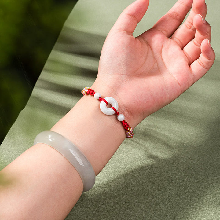Pulsera de Cuerda Roja con Jade de la Suerte Abundancia de Buddha Stones