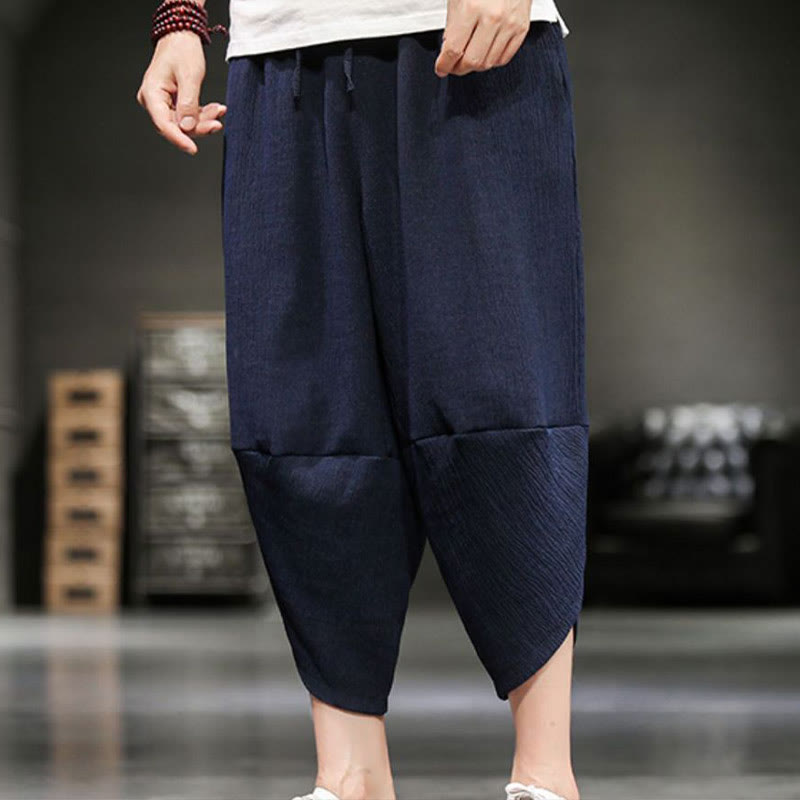 Buddha Stones Pantalones cortos de verano de algodón y lino sólidos para hombres con bolsillos - image 22