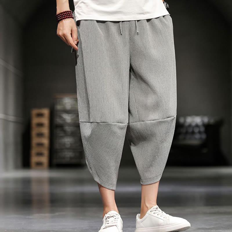 Buddha Stones Pantalones cortos de verano de algodón y lino sólidos para hombres con bolsillos - image 2