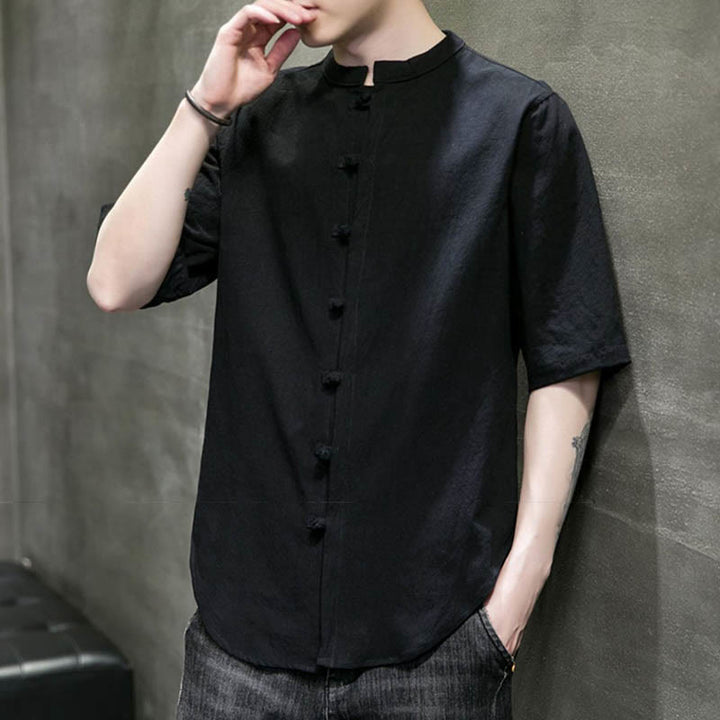 Camiseta de algodón de media manga para hombre en color liso de Buddha Stones - image 22