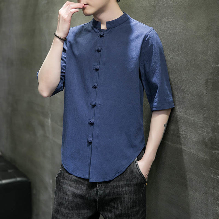 Camiseta de algodón de media manga para hombre en color liso de Buddha Stones - image 28