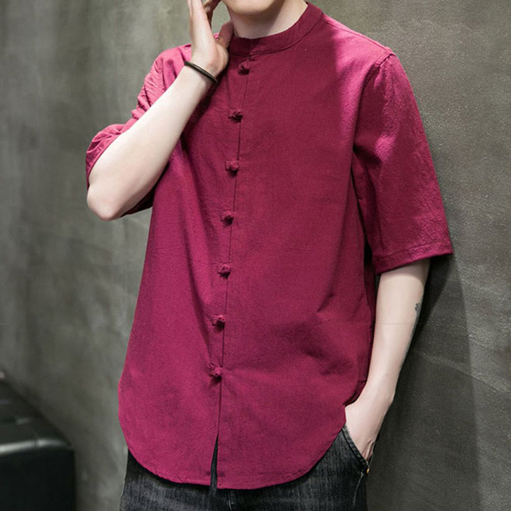 Camiseta de algodón de media manga para hombre en color liso de Buddha Stones - image 14