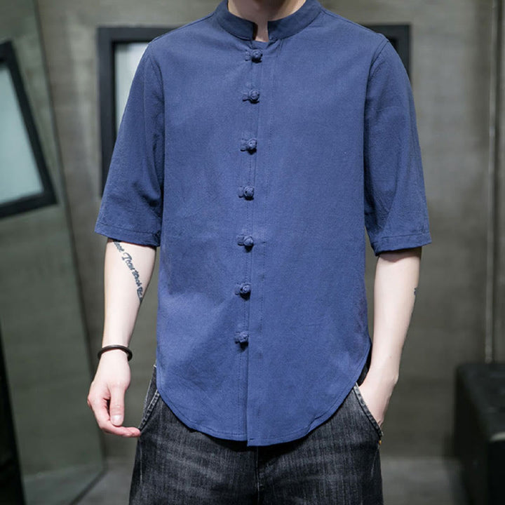 Camiseta de algodón de media manga para hombre en color liso de Buddha Stones - image 29