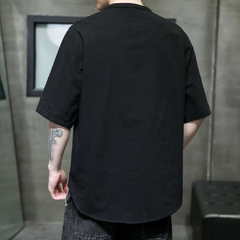 Camiseta de algodón de media manga para hombre en color liso de Buddha Stones - image 19