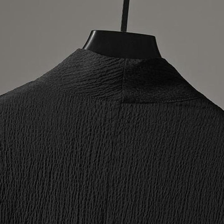 Conjunto de ropa para hombre de Buddha Stones: camisa de color sólido con cuello en V y manga tres cuartos, y pantalones casuales - image 13