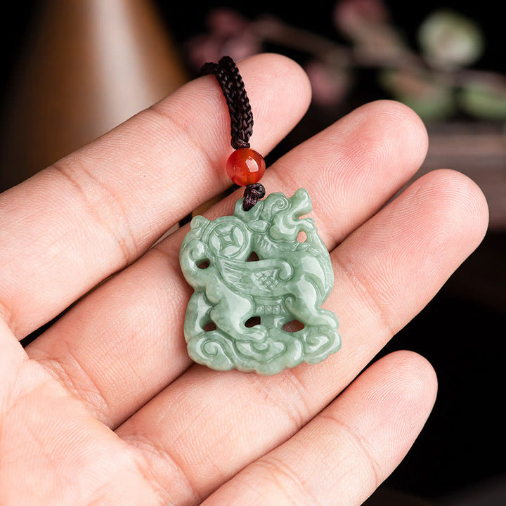 Colgante de collar con amuleto de la suerte y riqueza de Jade PiXiu de Buddha Stones - image 8