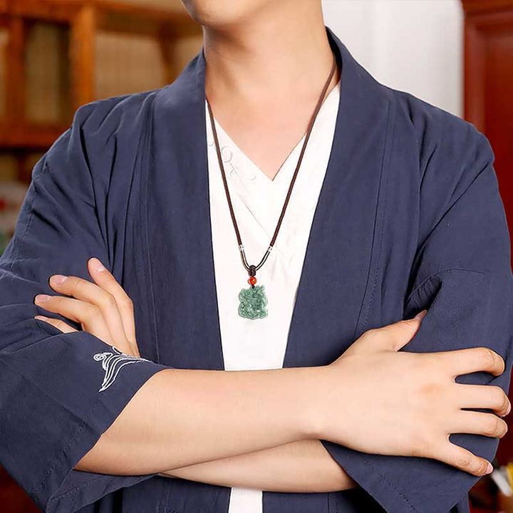 Colgante de collar con amuleto de la suerte y riqueza de Jade PiXiu de Buddha Stones - image 4