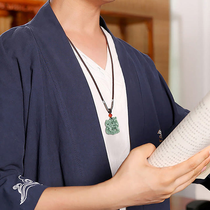 Colgante de collar con amuleto de la suerte y riqueza de Jade PiXiu de Buddha Stones - image 9