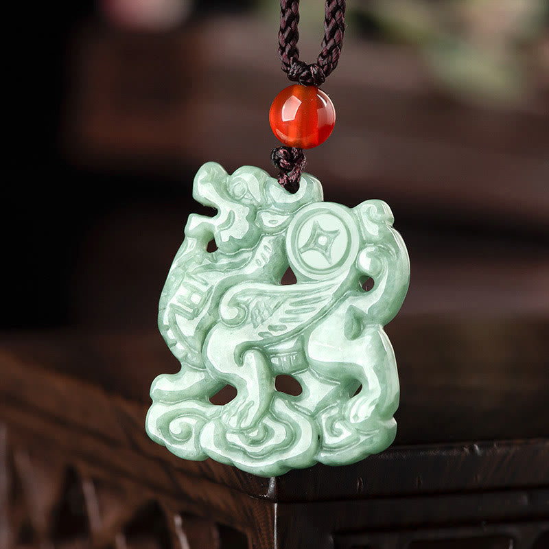 Colgante de collar con amuleto de la suerte y riqueza de Jade PiXiu de Buddha Stones - image 2