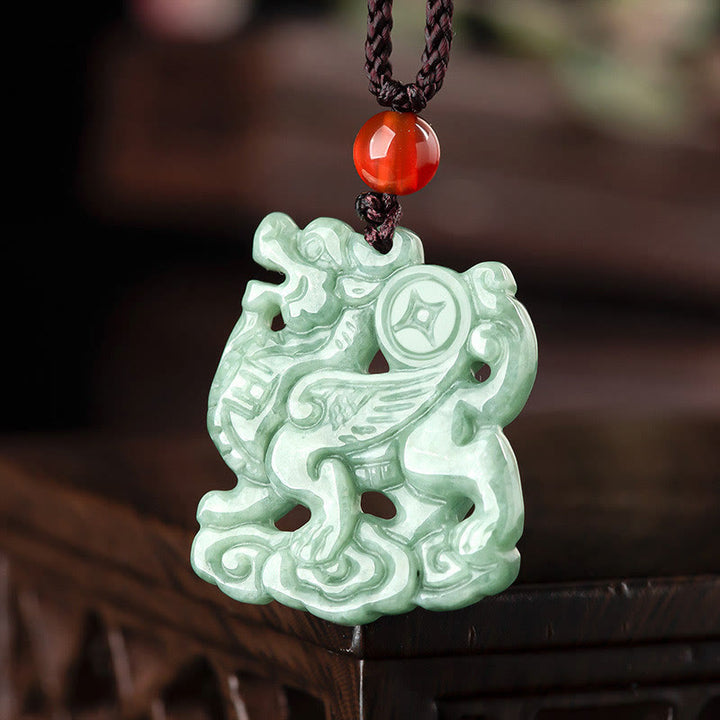 Colgante de collar con amuleto de la suerte y riqueza de Jade PiXiu de Buddha Stones - image 2