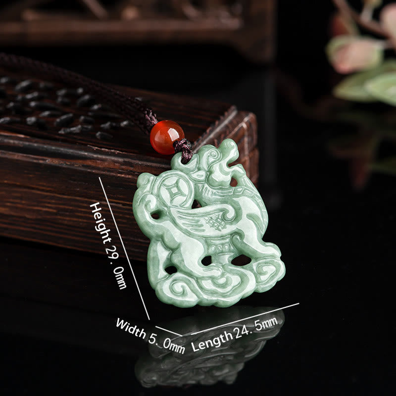 Colgante de collar con amuleto de la suerte y riqueza de Jade PiXiu de Buddha Stones - image 3