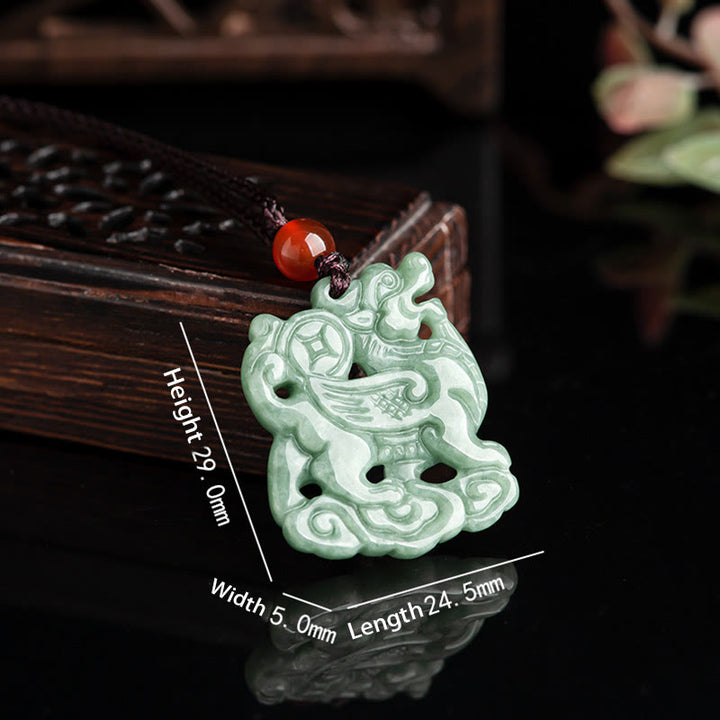 Colgante de collar con amuleto de la suerte y riqueza de Jade PiXiu de Buddha Stones - image 3