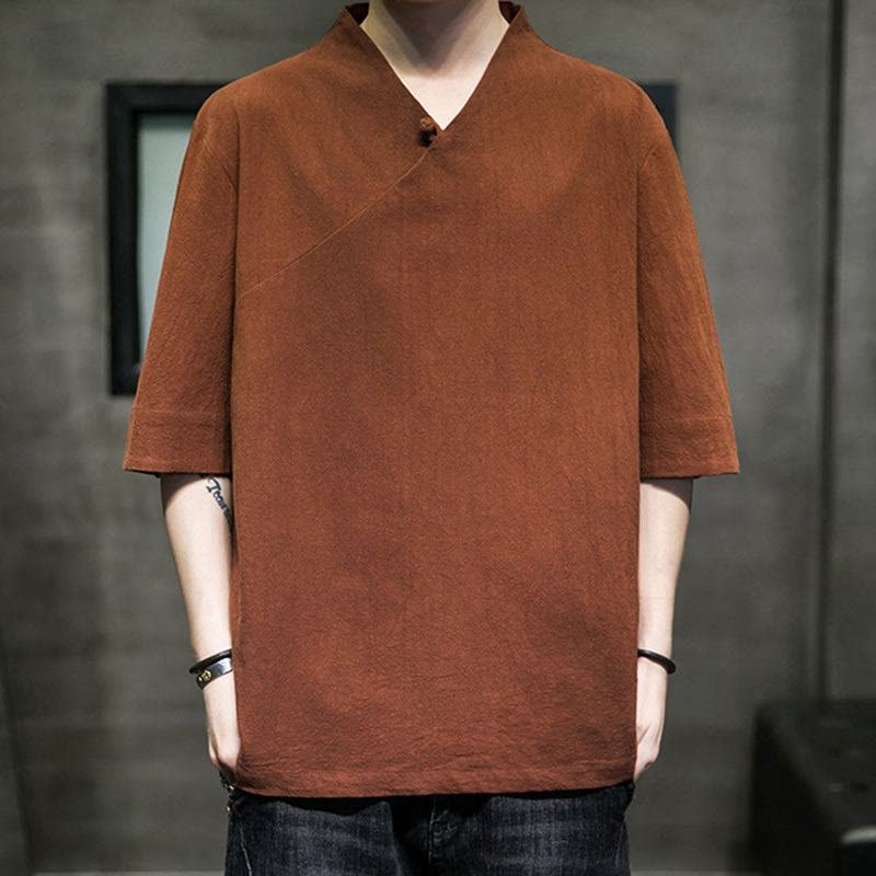 Camiseta de algodón con cuello en V y manga corta para hombre de Buddha Stones - image 2