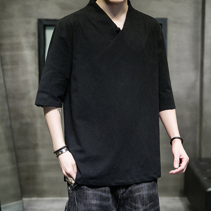 Camiseta de algodón con cuello en V y manga corta para hombre de Buddha Stones - image 14