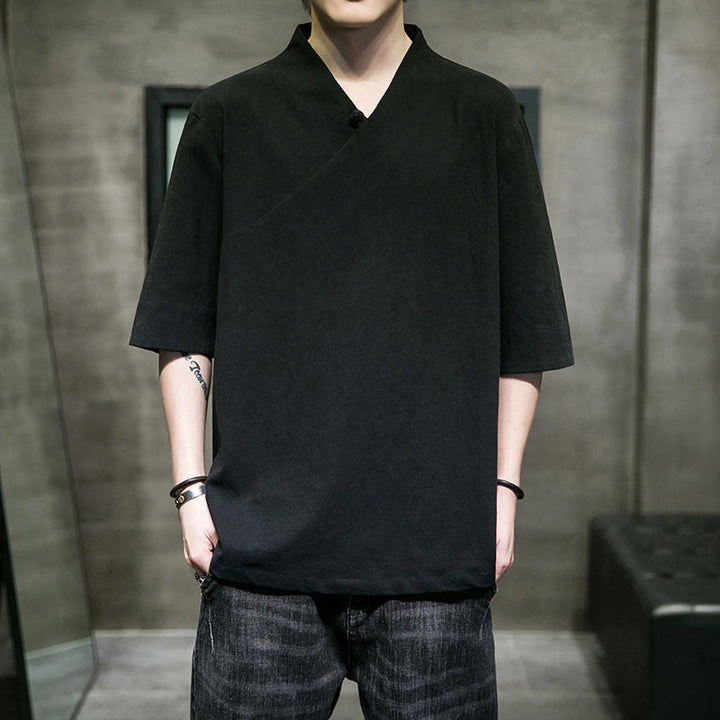 Camiseta de algodón con cuello en V y manga corta para hombre de Buddha Stones - image 15