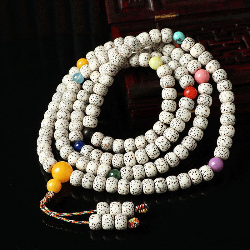 Pulsera de Buddha Stones de Semilla Bodhi Tibetana de Ámbar y Ágata para la Riqueza