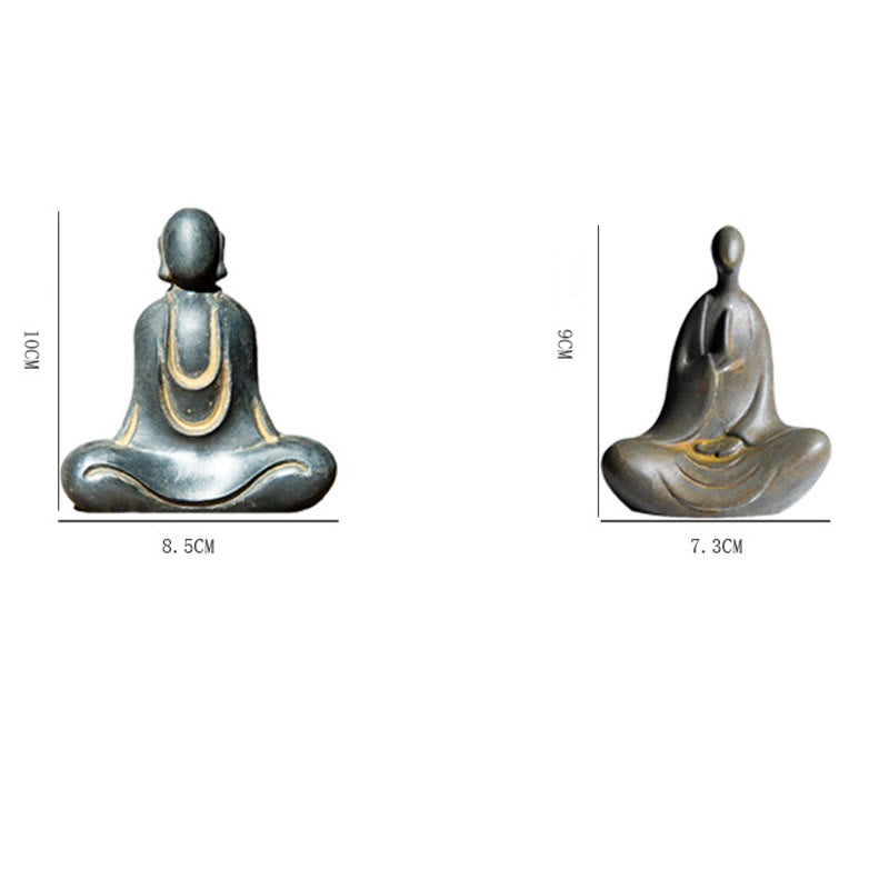 Buddha Stones Estatua de Buda Tibetano de Resina Fundida con Polvo de Hierro Oxidado para Decoración de Escritorio
