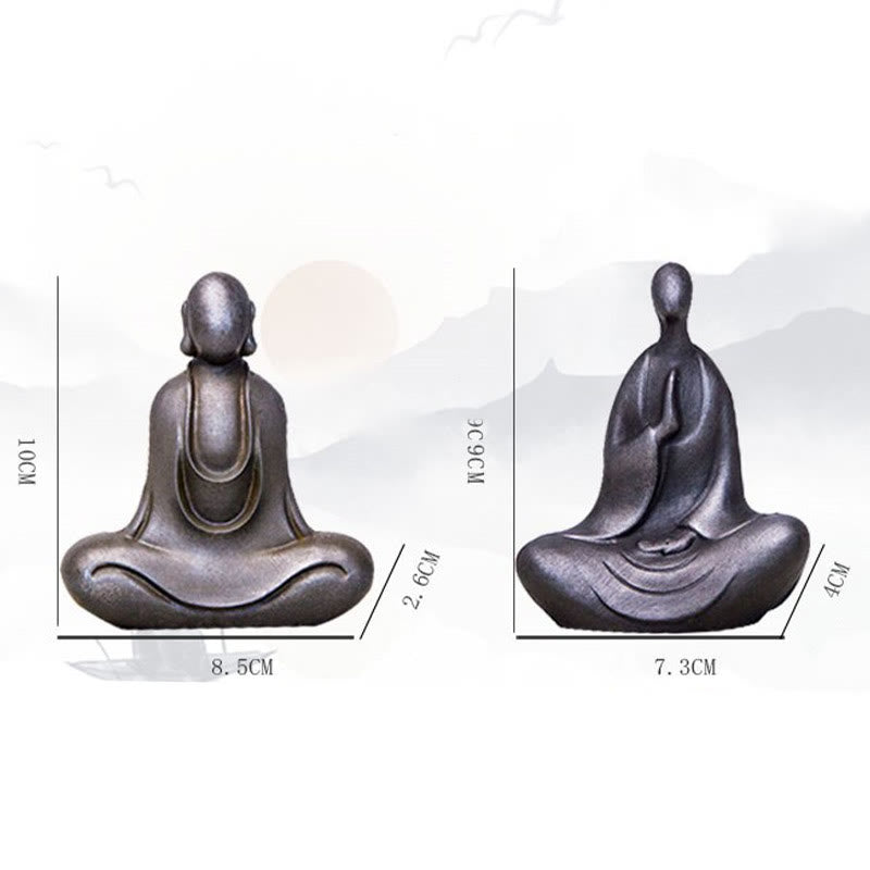 Buddha Stones Estatua de Buda Tibetano de Resina Fundida con Polvo de Hierro Oxidado para Decoración de Escritorio