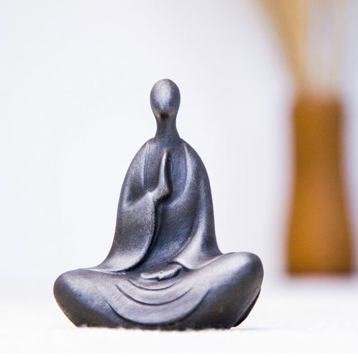 Buddha Stones Estatua de Buda Tibetano de Resina Fundida con Polvo de Hierro Oxidado para Decoración de Escritorio