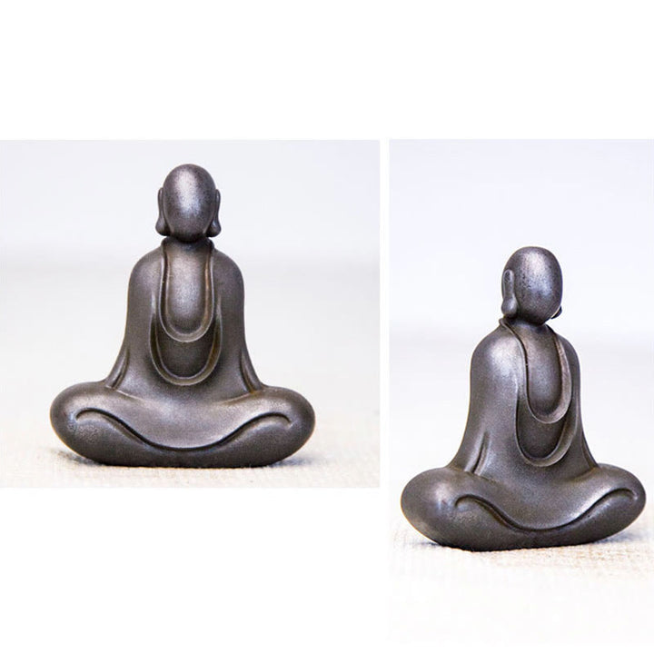 Buddha Stones Estatua de Buda Tibetano de Resina Fundida con Polvo de Hierro Oxidado para Decoración de Escritorio