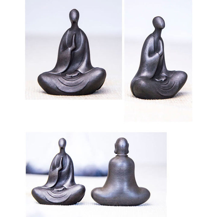 Buddha Stones Estatua de Buda Tibetano de Resina Fundida con Polvo de Hierro Oxidado para Decoración de Escritorio