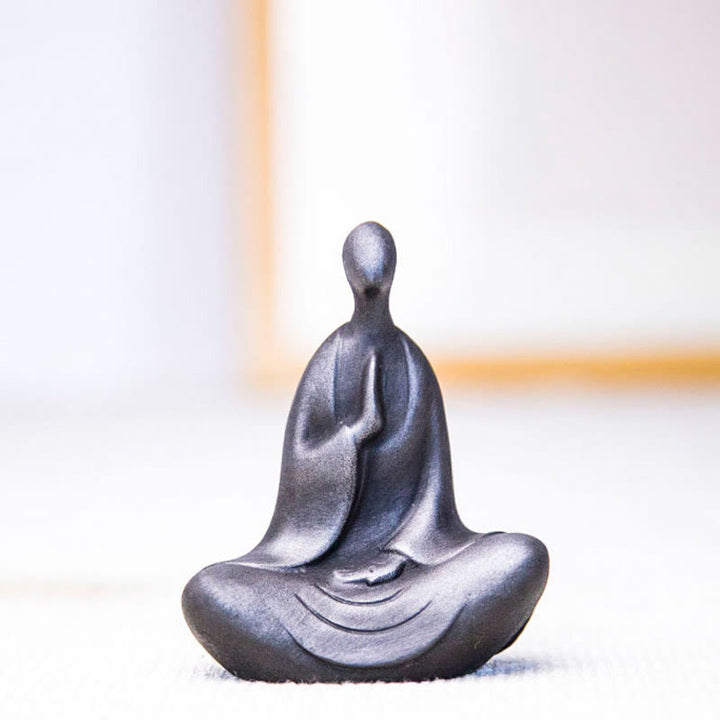 Buddha Stones Estatua de Buda Tibetano de Resina Fundida con Polvo de Hierro Oxidado para Decoración de Escritorio