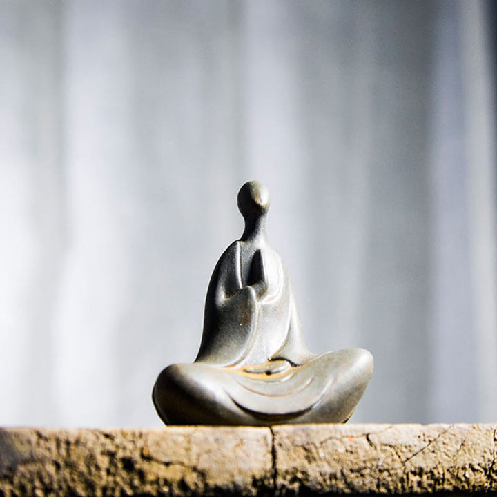 Buddha Stones Estatua de Buda Tibetano de Resina Fundida con Polvo de Hierro Oxidado para Decoración de Escritorio