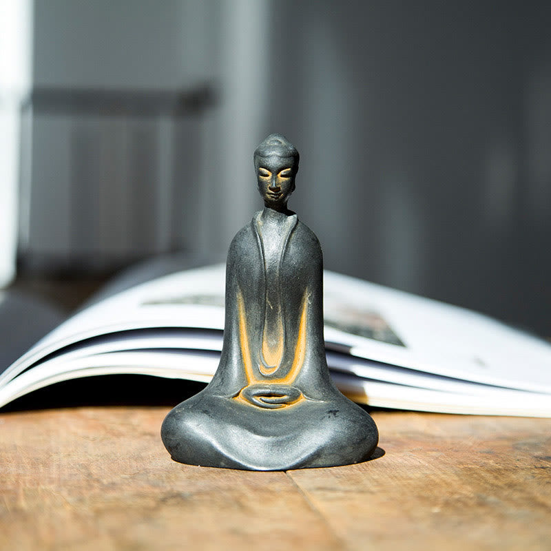 Buddha Stones Estatua de Resina Hecha a Mano de Polvo de Hierro Oxidado de Buda Sakyamuni Decoración del Hogar - Óxido Buda Sakyamuni 9,5*5,8*3,6 cm - image 0