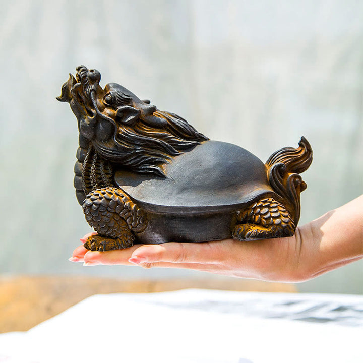Estatua de Resina Hecha a Mano de Tortuga Dragón con Polvo de Hierro Oxidado para Decoración del Hogar Buddha Stones