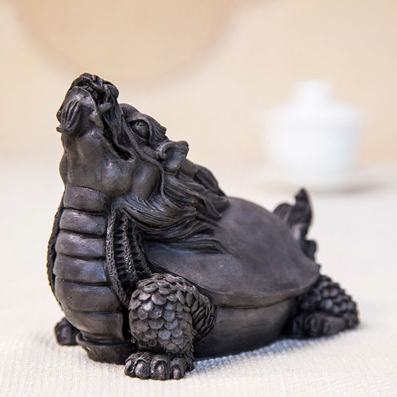 Estatua de Resina Hecha a Mano de Tortuga Dragón con Polvo de Hierro Oxidado para Decoración del Hogar Buddha Stones