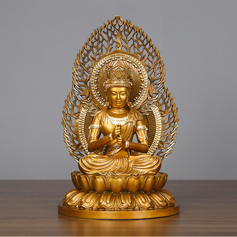 Figura de Buda Tathagata de piedra de Buda Estatua de serenidad de cobre Decoración para el hogar
