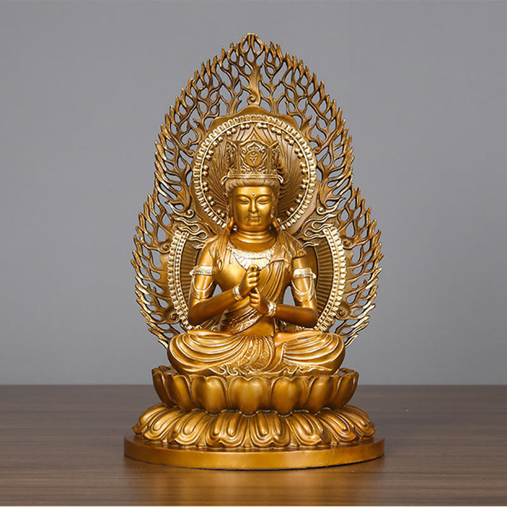 Figura de Buda Tathagata de piedra de Buda Estatua de serenidad de cobre Decoración para el hogar