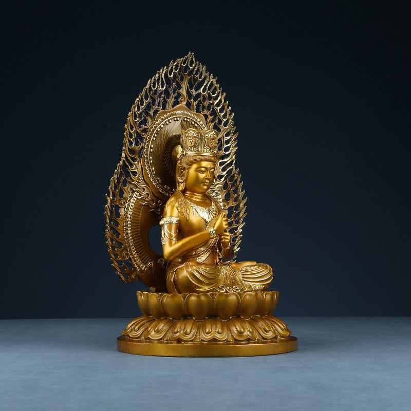Figura de Buda Tathagata de piedra de Buda Estatua de serenidad de cobre Decoración para el hogar