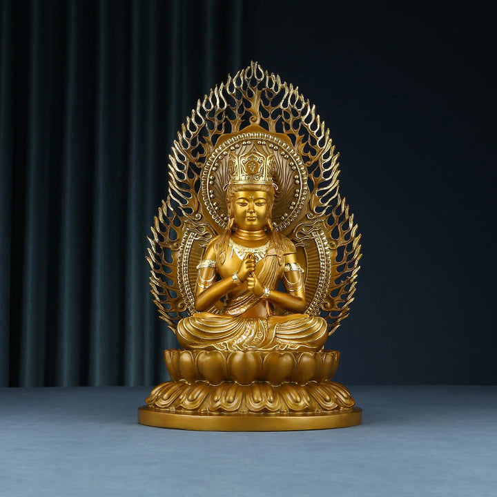 Figura de Buda Tathagata de piedra de Buda Estatua de serenidad de cobre Decoración para el hogar