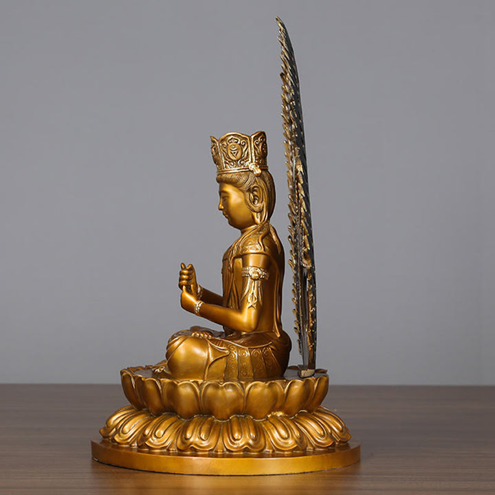 Figura de Buda Tathagata de piedra de Buda Estatua de serenidad de cobre Decoración para el hogar