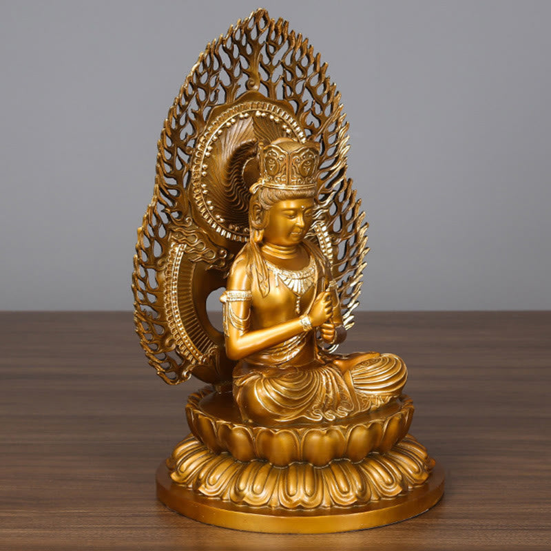 Figura de Buda Tathagata de piedra de Buda Estatua de serenidad de cobre Decoración para el hogar