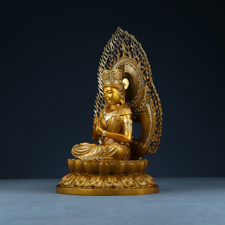 Figura de Buda Tathagata de piedra de Buda Estatua de serenidad de cobre Decoración para el hogar