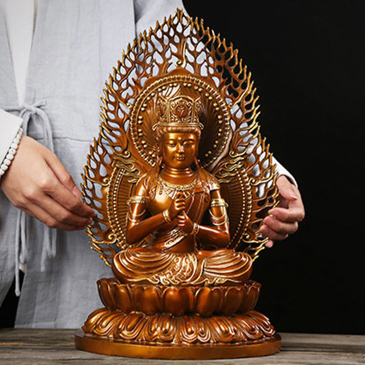 Figura de Buda Tathagata de piedra de Buda Estatua de serenidad de cobre Decoración para el hogar