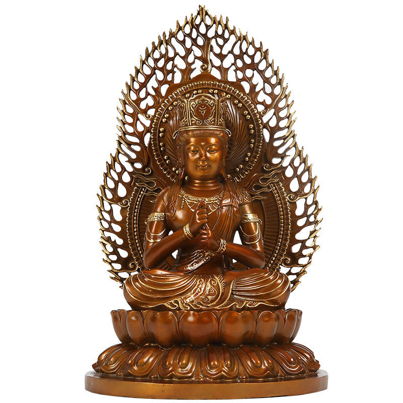 Figura de Buda Tathagata de piedra de Buda Estatua de serenidad de cobre Decoración para el hogar
