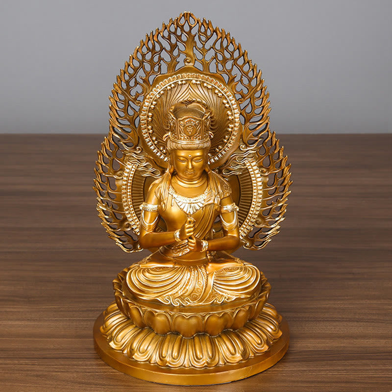 Figura de Buda Tathagata de piedra de Buda Estatua de serenidad de cobre Decoración para el hogar
