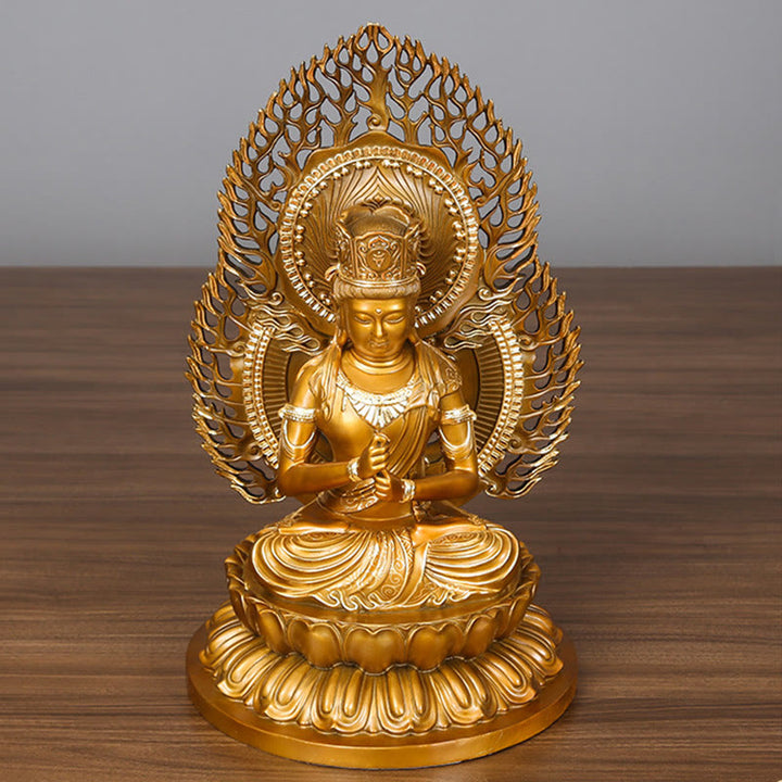 Figura de Buda Tathagata de piedra de Buda Estatua de serenidad de cobre Decoración para el hogar