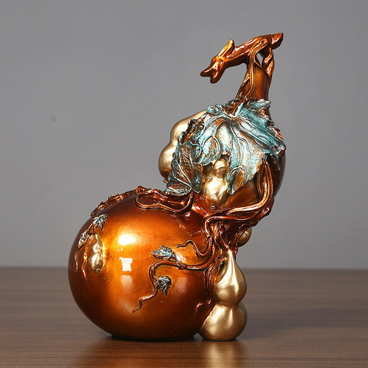 Buddha Stones Estatua de Calabaza Dorada de Latón y Cobre Decoración para Escritorio en Casa