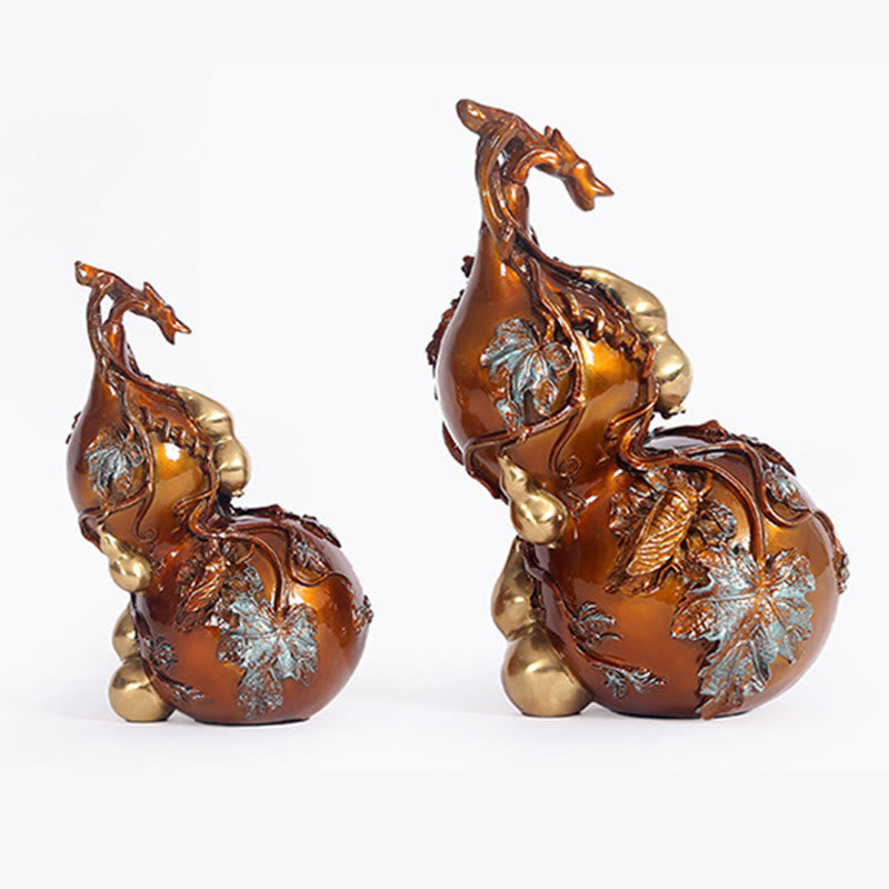 Buddha Stones Estatua de Calabaza Dorada de Latón y Cobre Decoración para Escritorio en Casa
